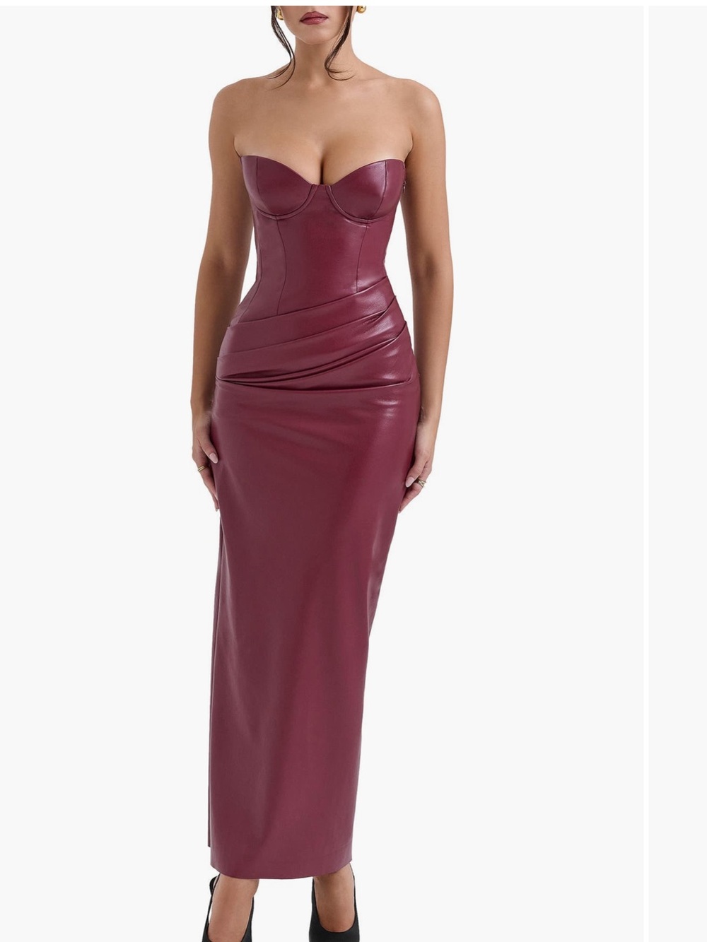 House of CB Juliana corset faux leather gown